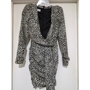 House of CB London Animal Print Dalmatian Draped Mini Dress XS